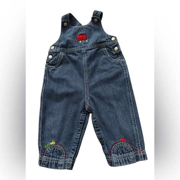 2001 Vintage Gymboree Kids Denim Overalls with Car Embroidery - Picture 3 of 6